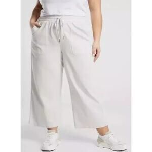 Athleta Womens Plus Size 22 Farallon Cotton Stretch Casual Wide Crop Pants Beige